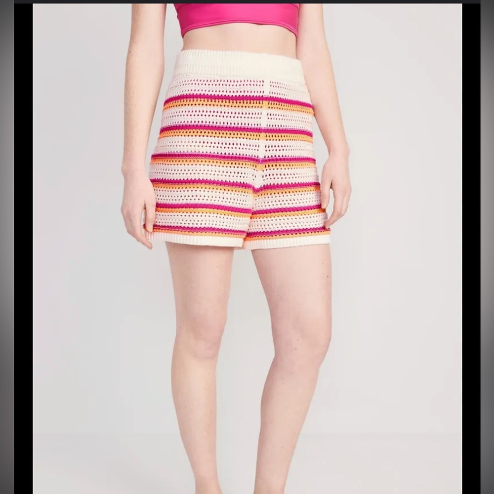 Old Navy High Waist Crochet Stripe Shorts